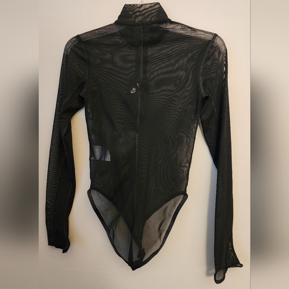 NWT Nike Sportswear Icon Clash Mesh Net Sheer See-through Bodysuit Black Small - Picture 9 of 16